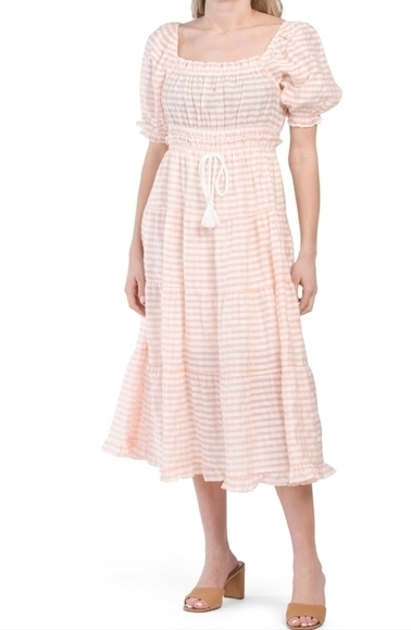 MOON River Striped Poplin Midi Dress - Picture 1 of 16